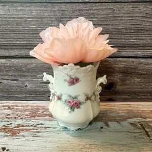 Floral Porcelain Vase with Pink Flowers Germany